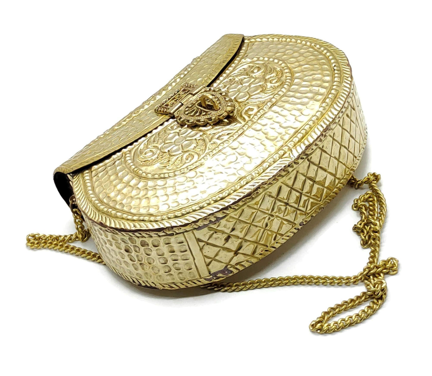 Trend Overseas Handmade Bridal Women's Antique Brass Purse Ethnic Metal Clutch Gift