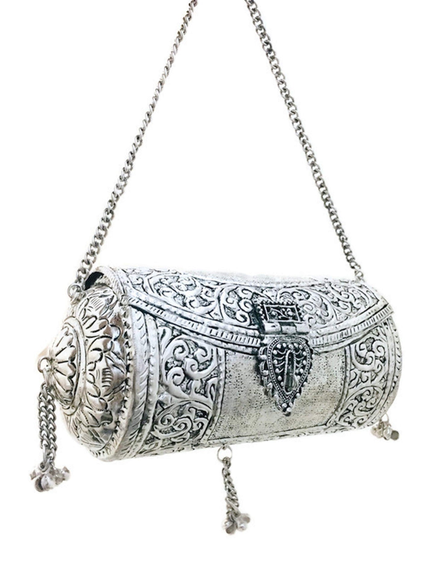 Trend Overseas Handmade Ethnic gift Brass Metal bag antique bridal clutch round long