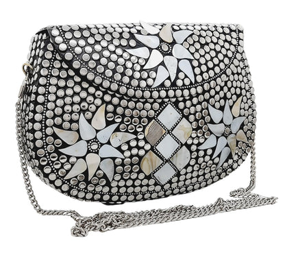 Trend Overseas Silver Metal Beads Ethnic purse Bridal Bag party clutch Metal clutches Sling Bag