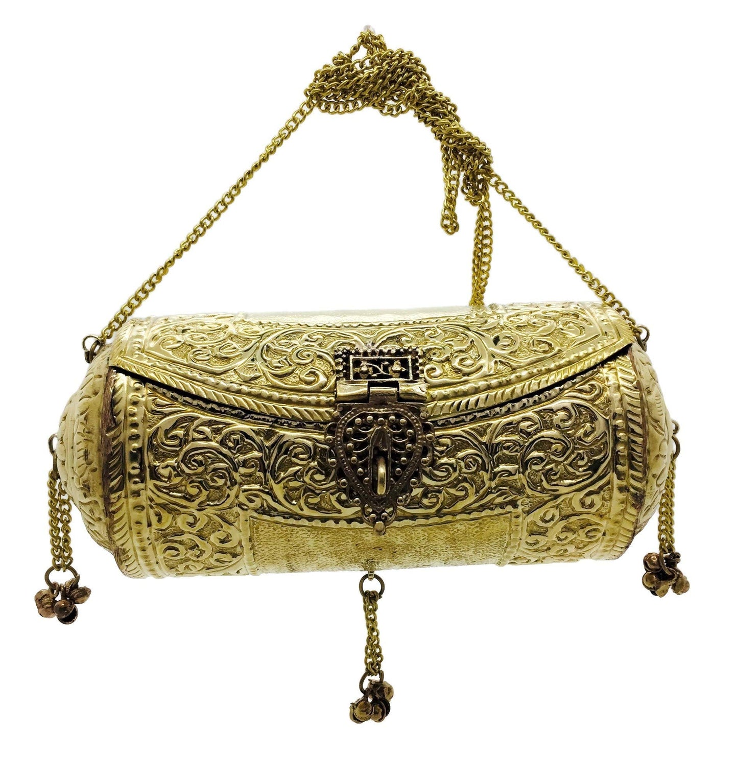 Trend Overseas Handmade Ethnic gift Brass Metal bag antique bridal clutch round long