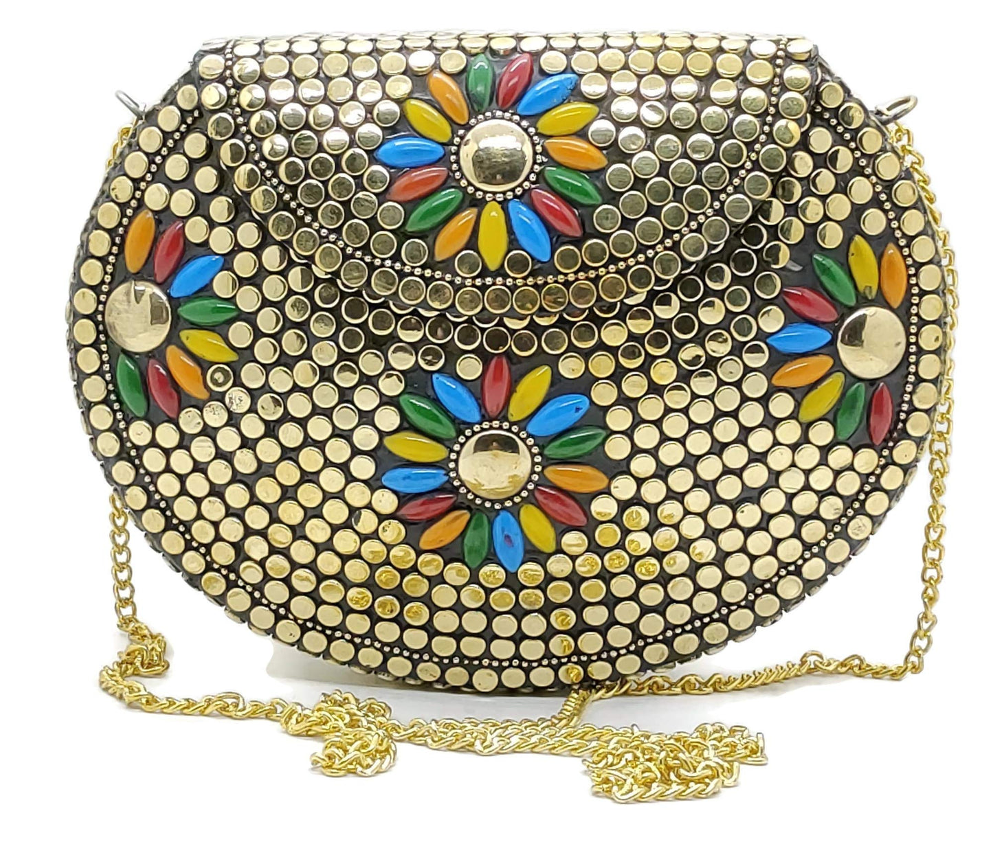 Trend Overseas Brass Beaded Golden purse Girls Bridal Bag Golden cross body bag for women/Girl party clutch