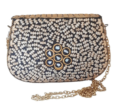 Trend Overseas Shell Metal Clutch/Sling Cross-body Bag Handmade Ethnic Bridal Party Clutch