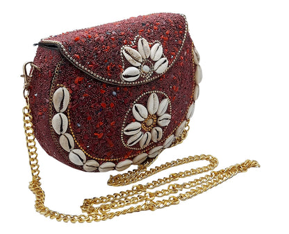 Trend Overseas Sea Kaudi Ethnic Indian Handmade mosaic Stone Chip Party Bridal Bag