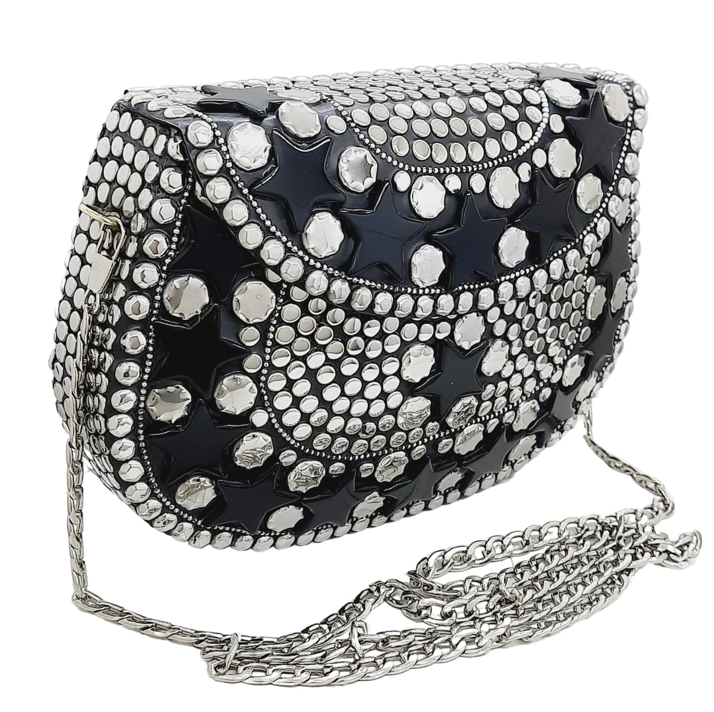 Trend Overseas Silver Metal Beads Ethnic purse Bridal Bag party clutch Metal clutches Sling Bag