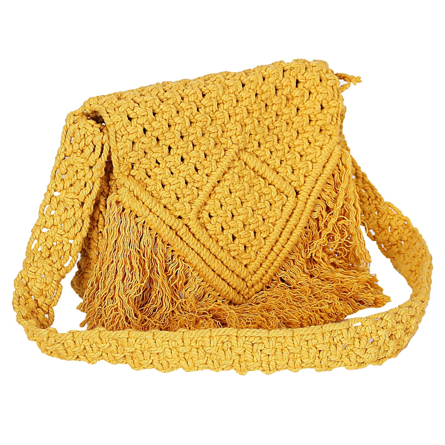 Trend Overseas Teenager Kids Women/Girl Crossbody Bag cum Clutch Handwoven Crochet Macrame Cotton rope Handbag