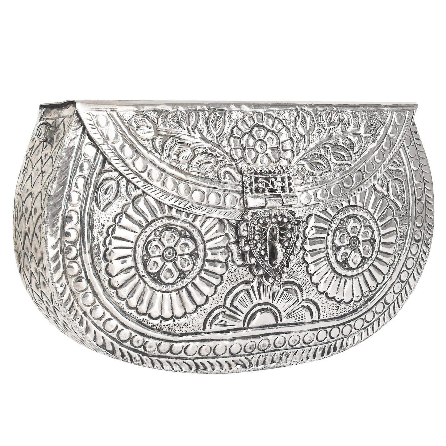 Trend Overseas Women Silver Big Size Bridal Metal clutches Vintage Handmade Brass party clutch Antique